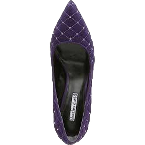 👣CHARLES DAVID Castle Stiletto Evening Dress Heels - Dark Purple footwear - Picture 3 of 13